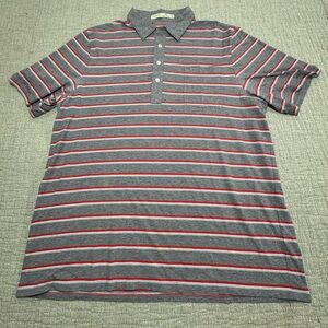 Criquet Golf Polo Shirt Mens XXL 2XL Gray Stripe Pima Cotton Short Sleeve Pocket